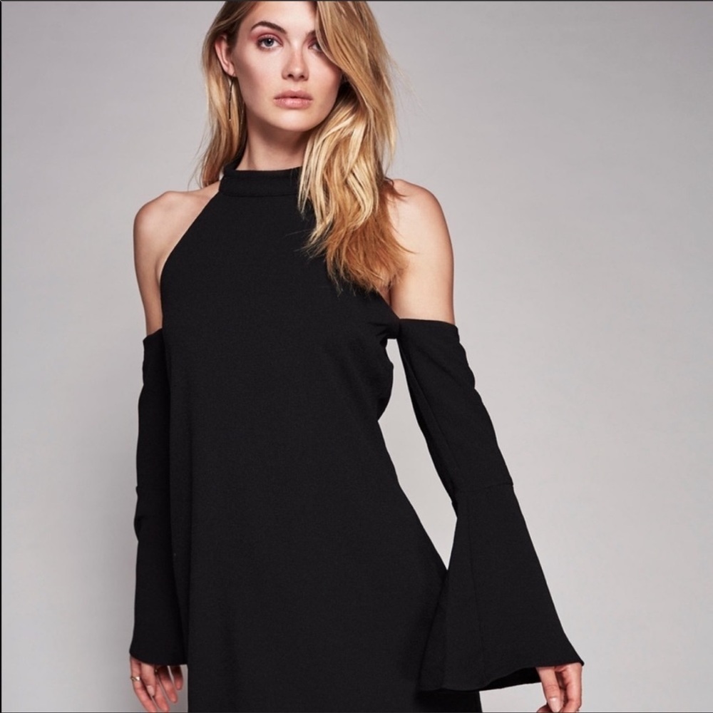 Revolve | Backstage Marribel Drop Shoulder Halter Top Mini Dress in Black